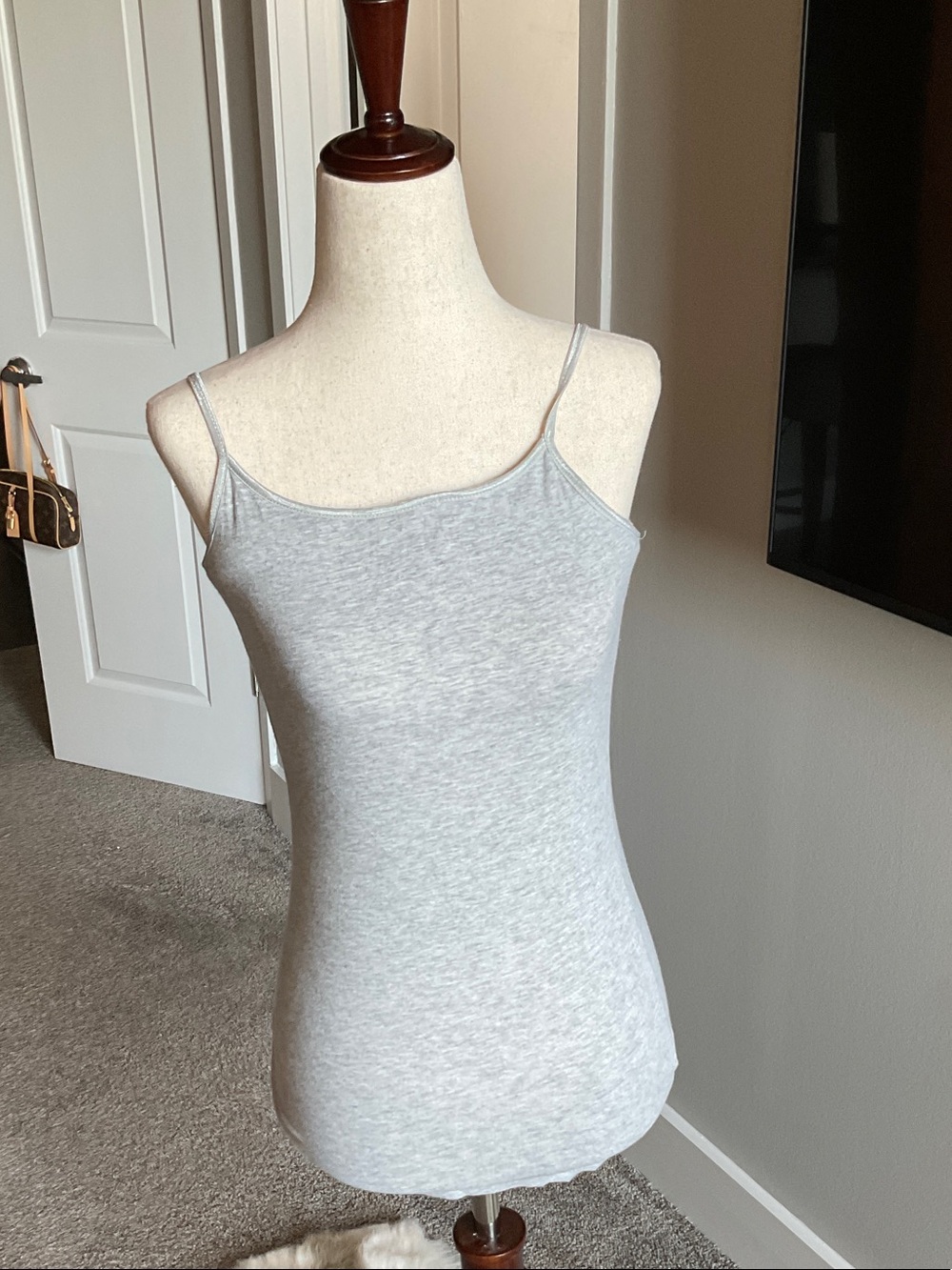 Gray Slim Spaghetti Strap Tank Top